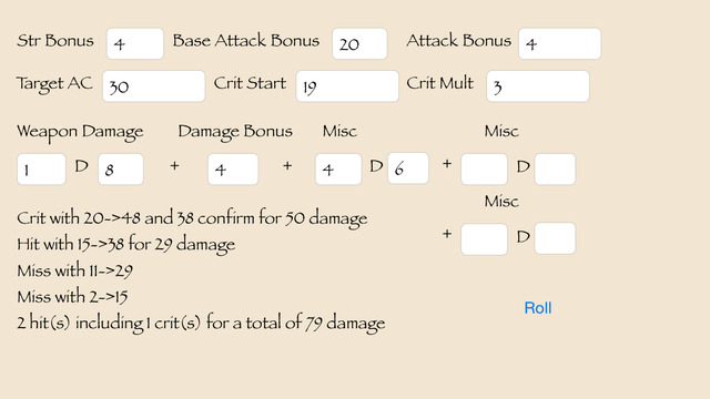Combat Calc for PFRPG