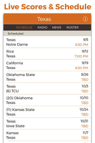 Texas Football Radio & Live Scores screenshot 2