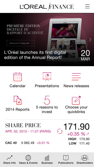 L’Oréal Finance for iPhone