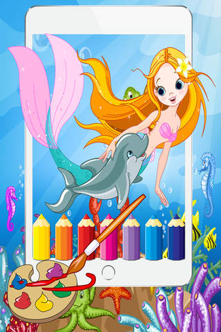 My Little Mermaid Coloring Book Free For Kids Education Game screenshot 3