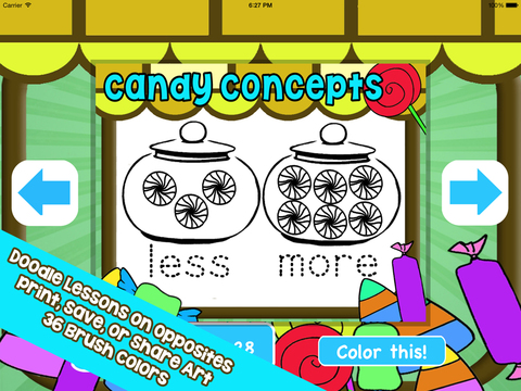 Candy Opposites - Color and Doodle Preschool Lessons
