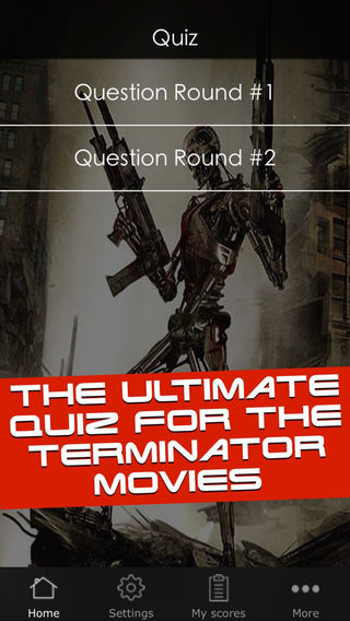 Quiz for the Terminator Movies - SciFi Trivia Game App including questions for Terminator 5: Genisys