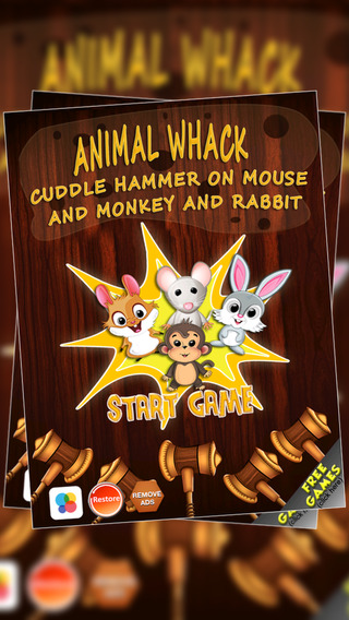 Animal Whack : Cuddle Hammer on Mouse and Monkey and Rabbit - Free Edition
