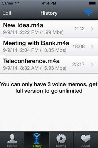 Voice Memo Wifi Sharing Lite screenshot 2