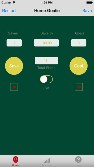 Lacrosse Goalie Stats tracker