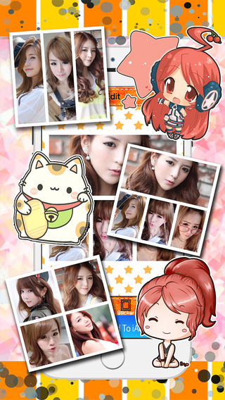 Cute Cartoon Sticker Photo Girl Frame