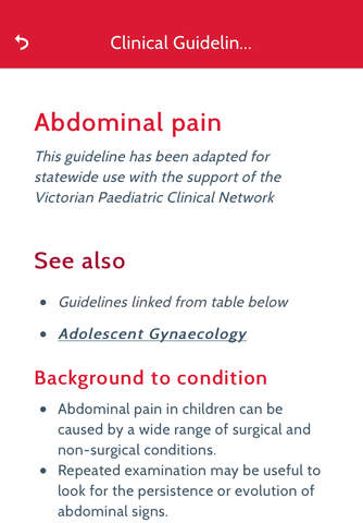 RCH Clinical Guidelines screenshot 3