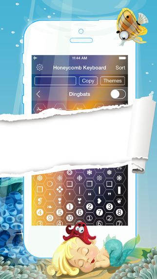 Honeycomb Keyboard - Emoji and Emoticons Unicode Characters and Symbols for iOS 8