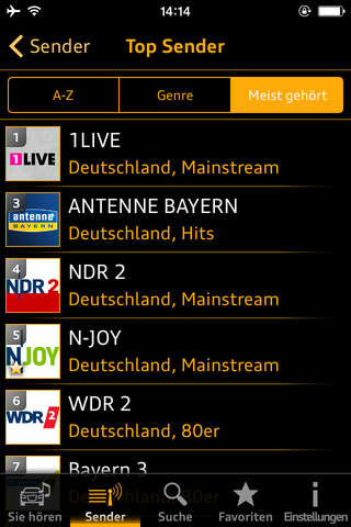 Audi music stream screenshot 2