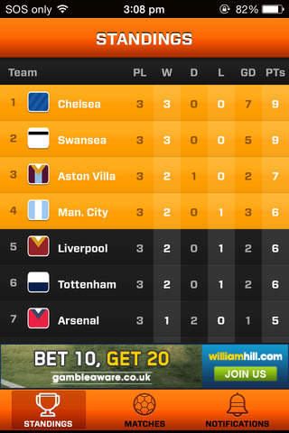 League Tables screenshot 2