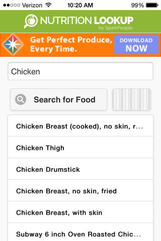 Nutrition Lookup by SparkPeople screenshot 2
