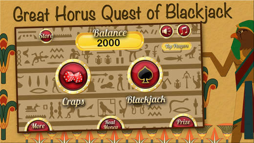Blackjack Quest of Great Horus with Rich Craps Craze and Big Wheel of Jackpot