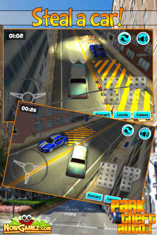 Park Theft Auto 3D - Stealing cars avoid car accident screenshot 3