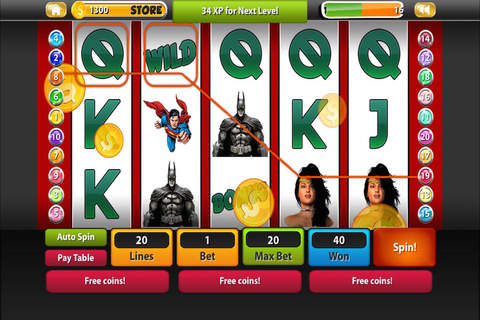 "A+" Play 777 Amazing Super Hero Video Slots Machine Casino Journey of Las Vegas and Win Big screenshot 3