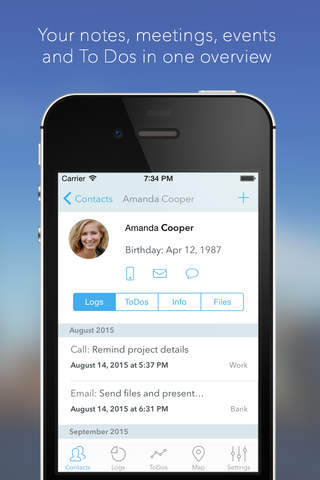 My CRM — contacts organizer & task manager for iPhone screenshot 3