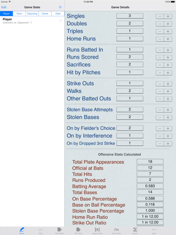Baseball Stats & Game Statistics Tracker Offensive, Pitching