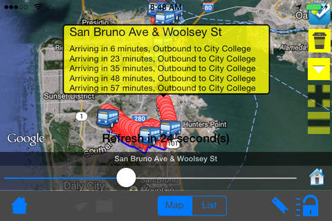 San Francisco Muni Instant Bus Finder + Street View + Nearest Coffee Shop + Share Bus Map screenshot 3