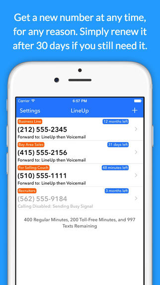 LineUp - Anonymous Phone Numbers for Calling Texting and Voicemail