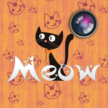 Meow - Pic Framing for Cat Lovers. Easy to add word / caption to photos.  Well designed photo frames & stickers. LOGO-APP點子