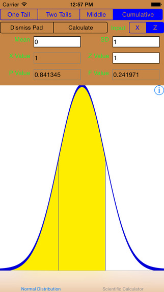 Scientific Calculator With Normal Gaussian Distribution