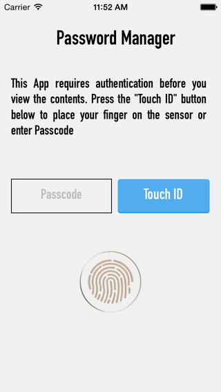 Password Manager: Touch ID Passcode