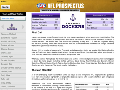 AFL Prospectus 2015 screenshot 4