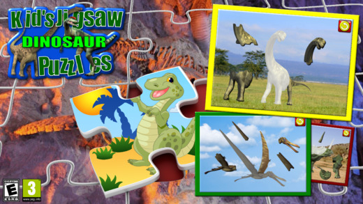 Kids Dinosaur Rex Jigsaw Puzzles - educational shape and matching children's game suitable for toddl