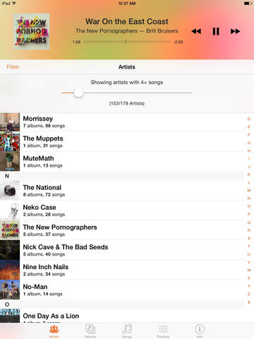 Picky for iPad – Filter queue browse and play your music your way.