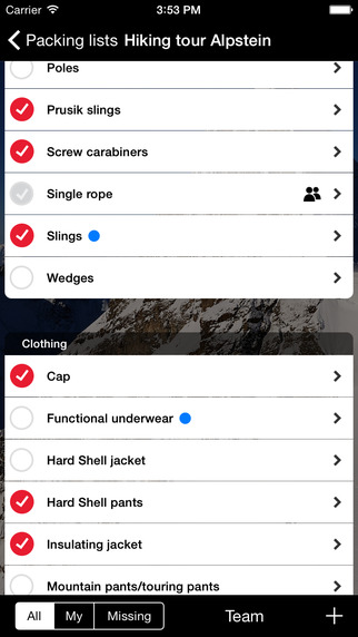 【免費運動App】Mammut Packing List-APP點子