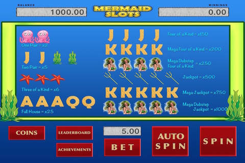 "A+" Mermaid World Slots Machine Casino Pro screenshot 3