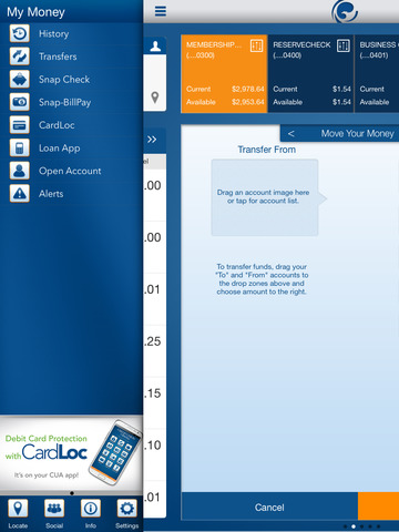 Credit Union of America for iPad screenshot 2