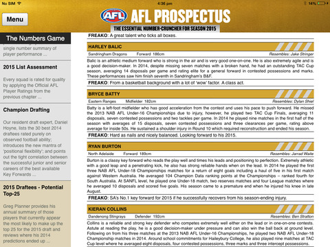 AFL Prospectus 2015 screenshot 2