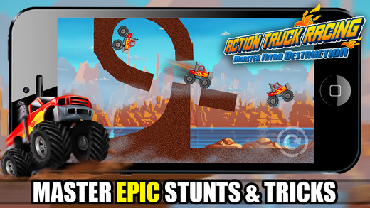 【免費遊戲App】Action Truck Racing PRO - Monster Nitro Stunt Destruction HD-APP點子