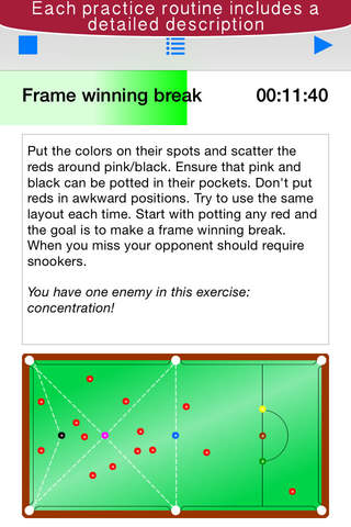 Snooker Trainer, learn the practice routines and exercises of the professional players screenshot 2