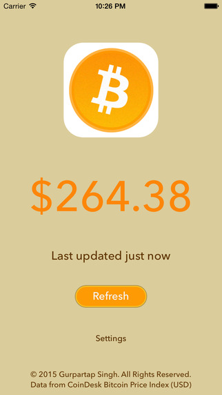 Bitcoin Price - Live price updates on app icon badge