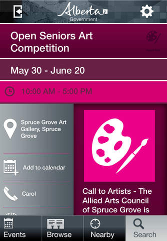 Alberta Culture Events Calendar screenshot 4