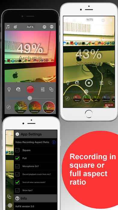 Screenshots of AvFX - awesome video effect, editor & background music edit for Instagram, Facebook, Youtube, Vine for iPhone