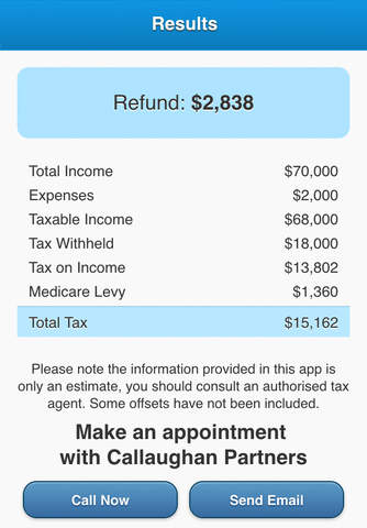 Callaughan Partners Tax Calc 2015 screenshot 3