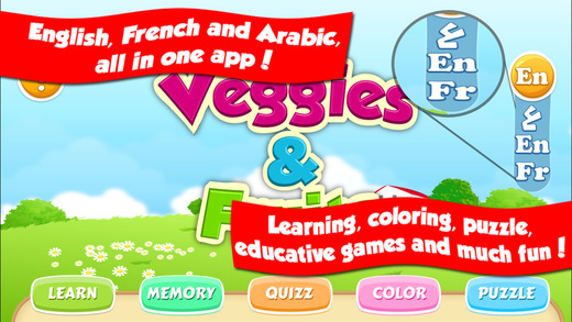 Veggies Fruits : Learning coloring and educative games for kids