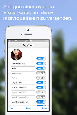 vCardSender2 - Kontakt Details als Visitenkarte aus dem Adressbuch senden screenshot 4