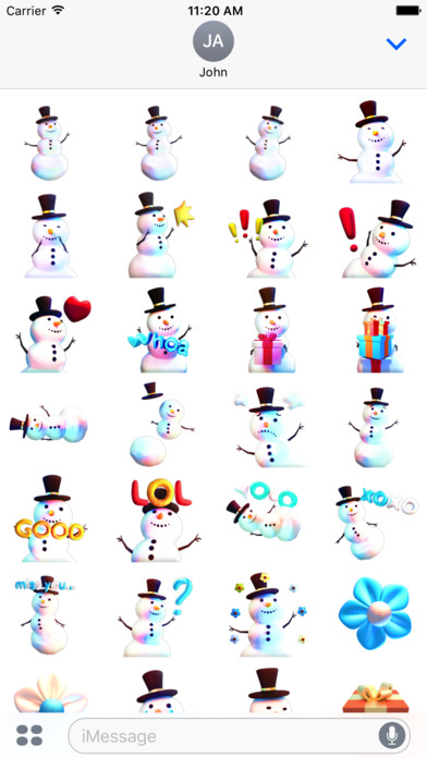 Snowman! Cute 3D Emoji Stickers for iMessage screenshot 2