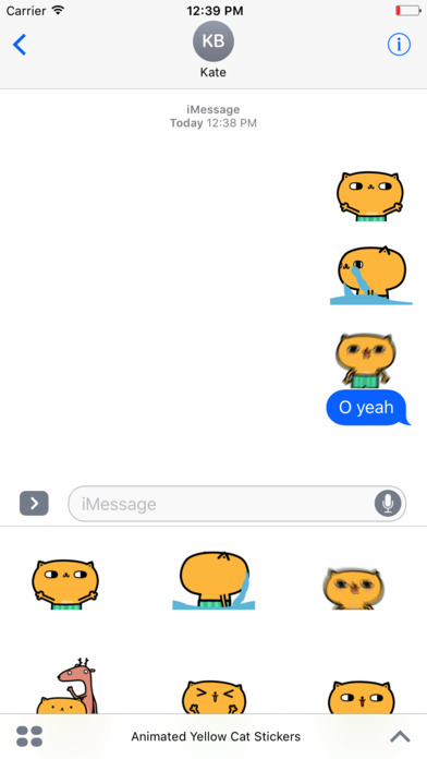 Animated Yellow Cat Stickers For iMessage screenshot 4
