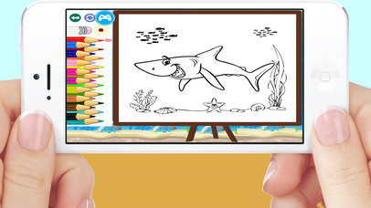 Ocean Shark Coloring Game For Kids Adults Free HD screenshot 3
