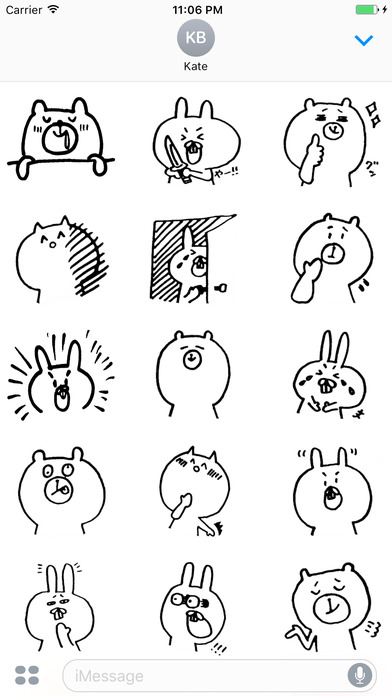 Uza-style Animals Stickers for iMessage screenshot 2