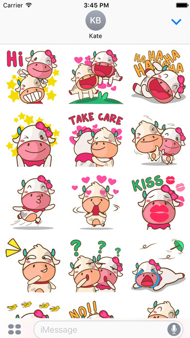 Moobee & Mira the cow in love for iMessage Sticker screenshot 2