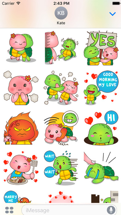 Pura the turtle in love for iMessage Sticker screenshot 2