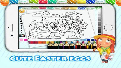 Easter bunny with egg coloring pages free for kid screenshot 4