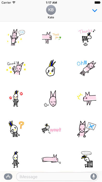 Lovely Rabbit And Parrot Stickers screenshot 2
