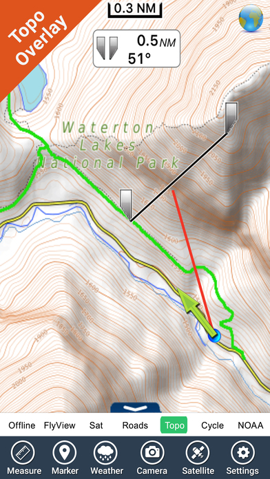 Waterton Lakes NP GPS charts Navigator screenshot 3