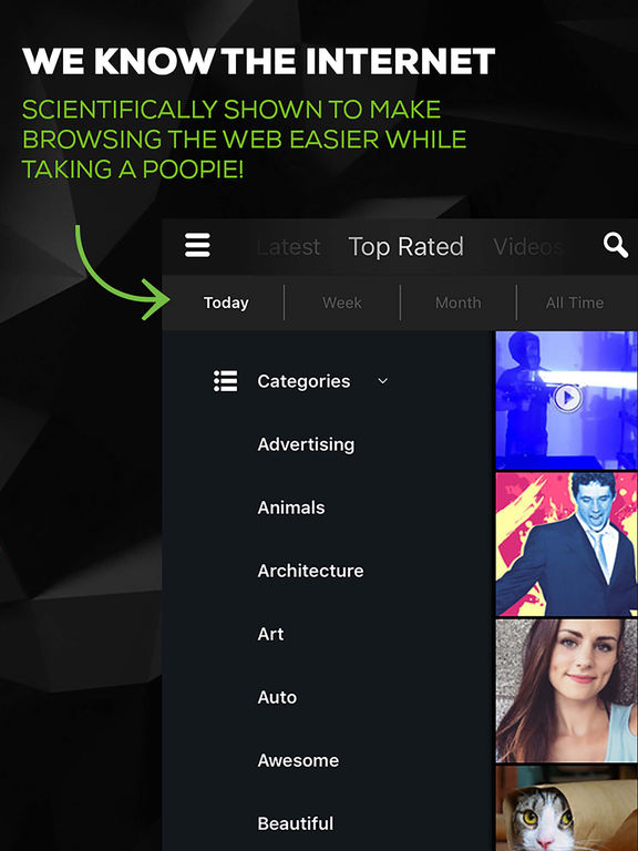 Screenshots of theCHIVE for iPad
